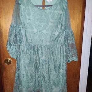 Umgee sage mint green lace western dress